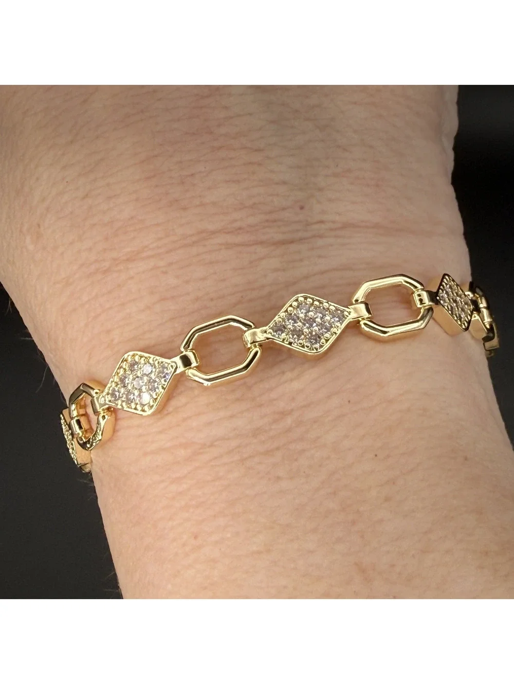 candy+clover pave gold tone bracelet